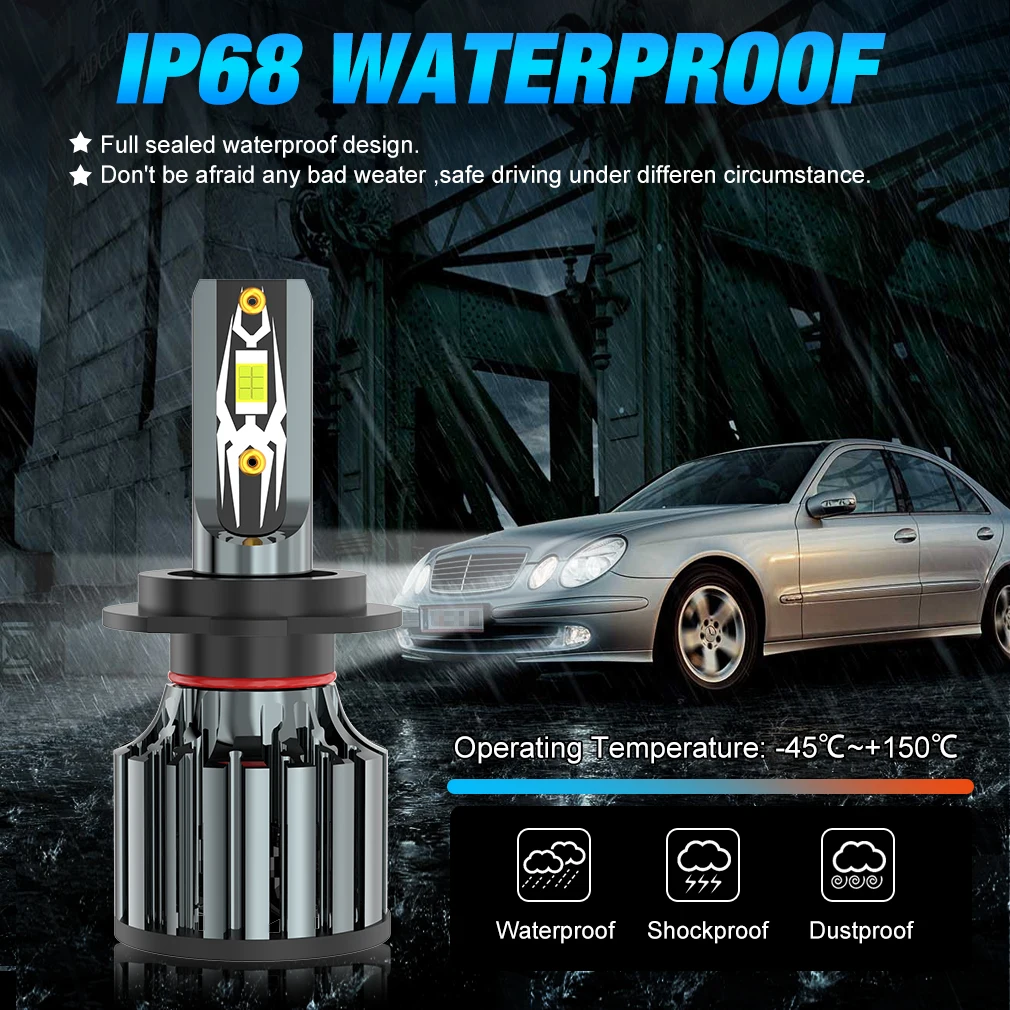 30000LM H7 H1 H4 LED H8 H11 9005 HB3 9006 HB4 9012 Hir2 9008 H13 Canbus Led Bulb 3570 CSP Automobile Headlight Turbo Fog Lamp