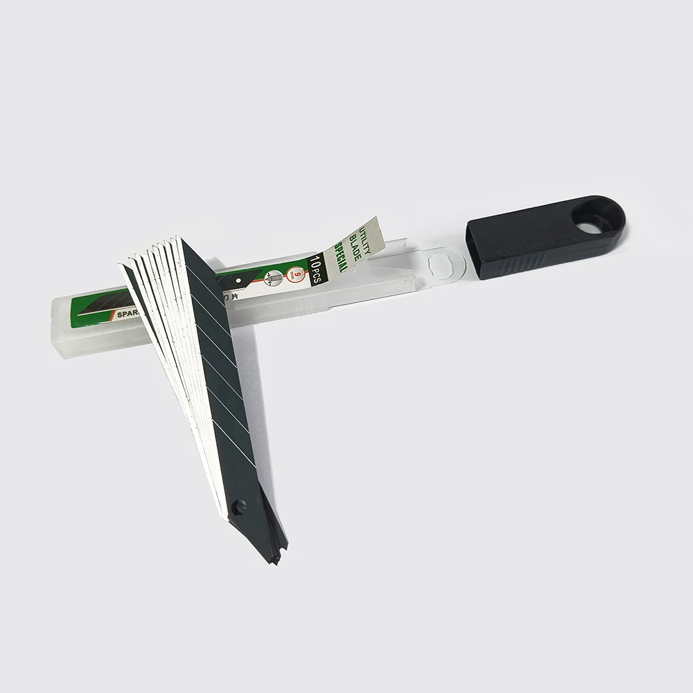 100Pcs Carbon Steel Replacement Black Blades 30/60 Degree Snap Off Knife Cutter Spare Blade Car Wrap Vinyl Film Cutting Tools