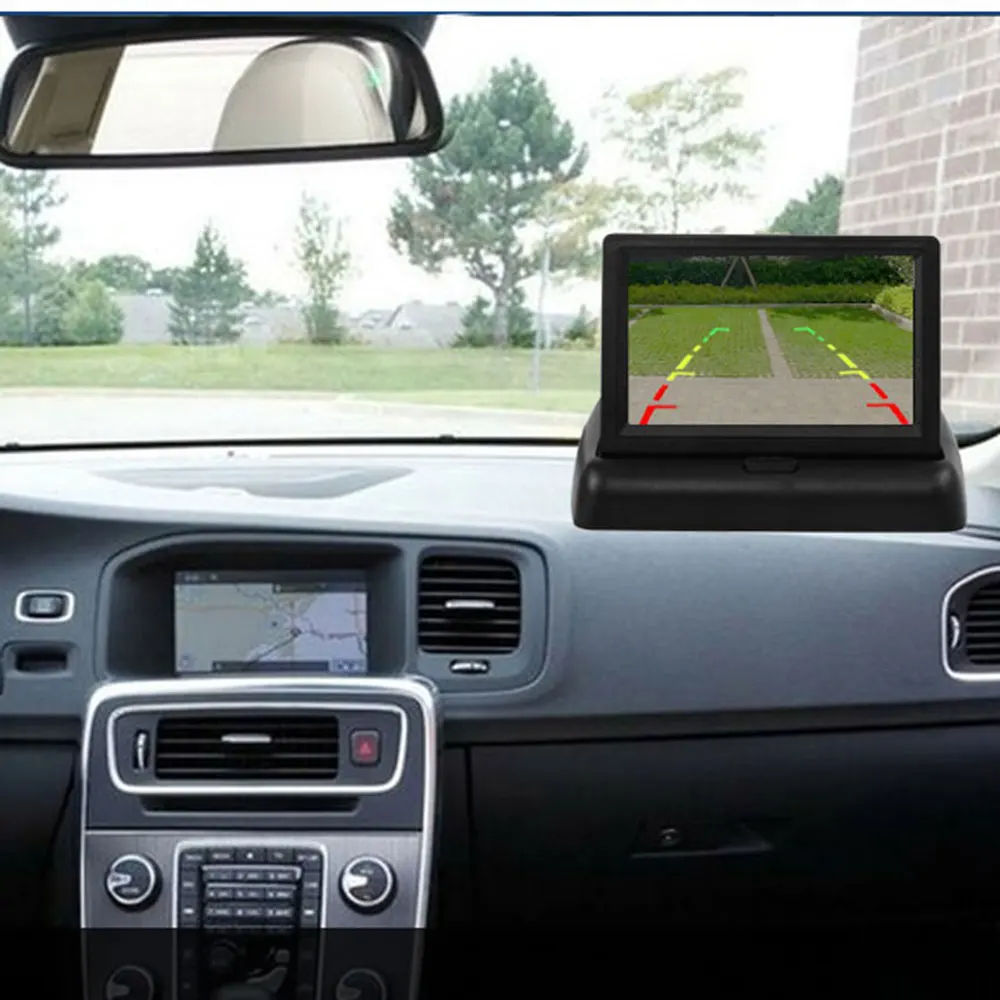 4.3TFT Car Monitor + Rear View Camera Waterproof EU European License Plate Frame Parktronic Reverse Night Vision Backup Camera