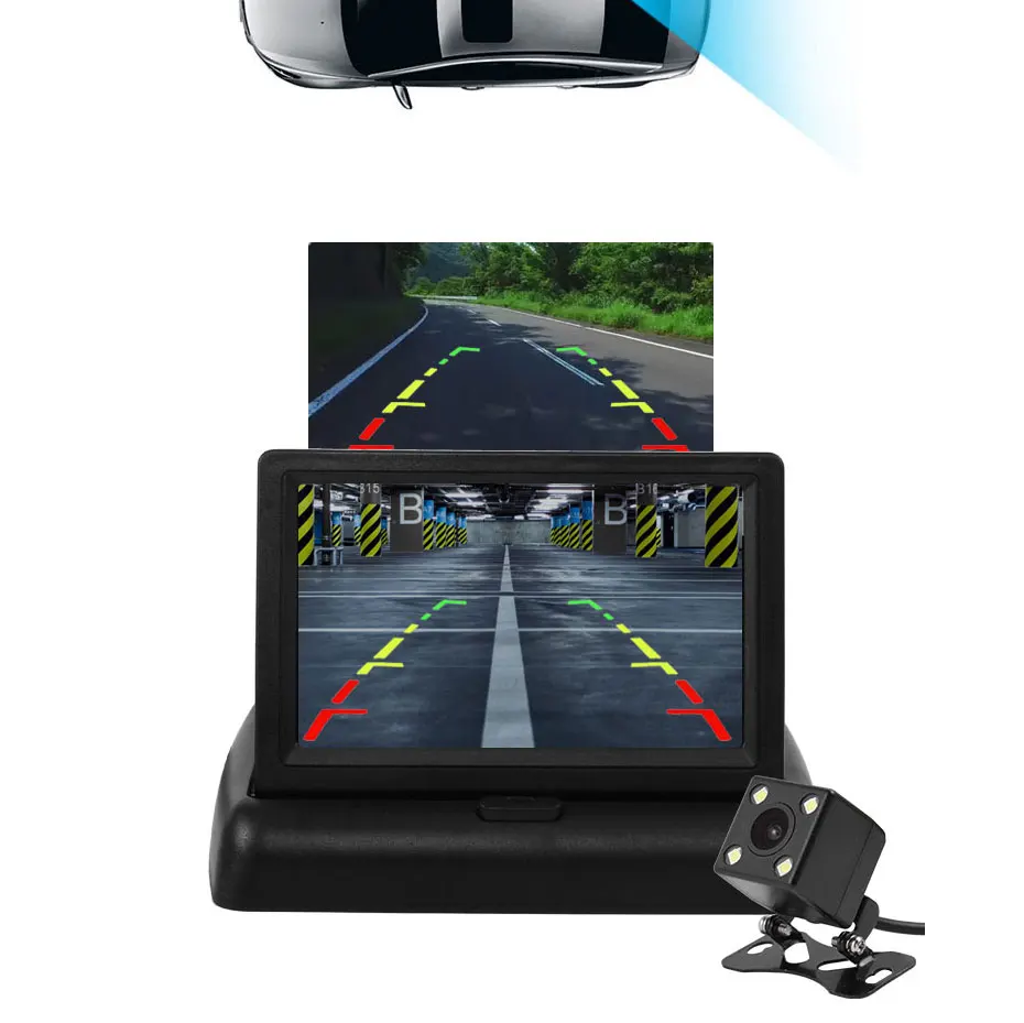 4.3TFT Car Monitor + Rear View Camera Waterproof EU European License Plate Frame Parktronic Reverse Night Vision Backup Camera