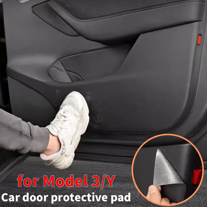 for Tesla Model 3/Y/6-Seater Model YL Car Door anti Kick Pad, Door Panel Protective Pad, anti Stepping and anti Dirt Pad