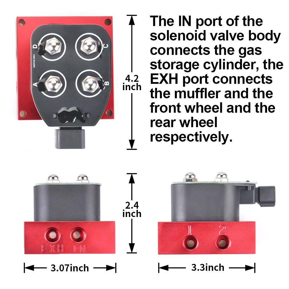 Red Universal Air Ride Suspension Manifold Valve 1/4 1/8"npt Fast Air Bag Control fbss (0-300psi)