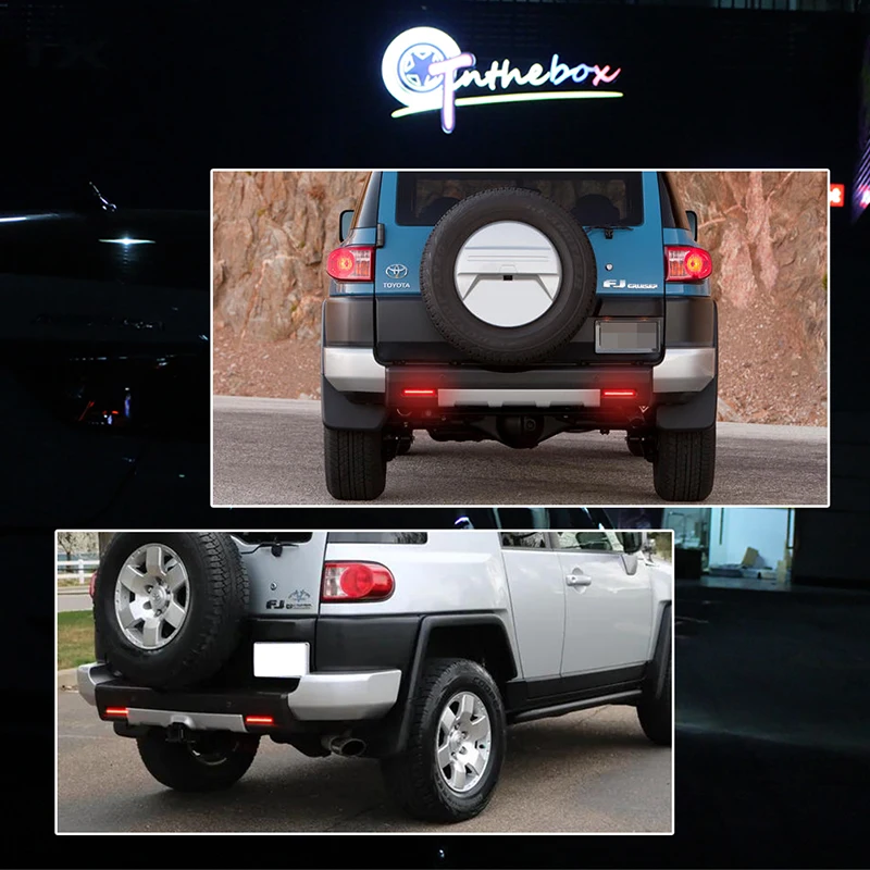 Red LED Car Rear Bumper Reflector Brake Tail Lights Fog Lights W/ Sequential Turn Signal Lights For 2007-2014 Toyota FJ Cruiser