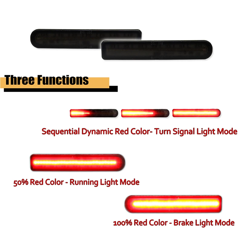 Red LED Car Rear Bumper Reflector Brake Tail Lights Fog Lights W/ Sequential Turn Signal Lights For 2007-2014 Toyota FJ Cruiser
