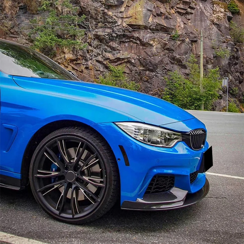 For BMW 4 Series F32 F33 F36 420i 430i 420d M440i 2014-2020 4Pcs Front Bumper Lip ABS Glossy Black Or Carbon Fiber Look Spoiler