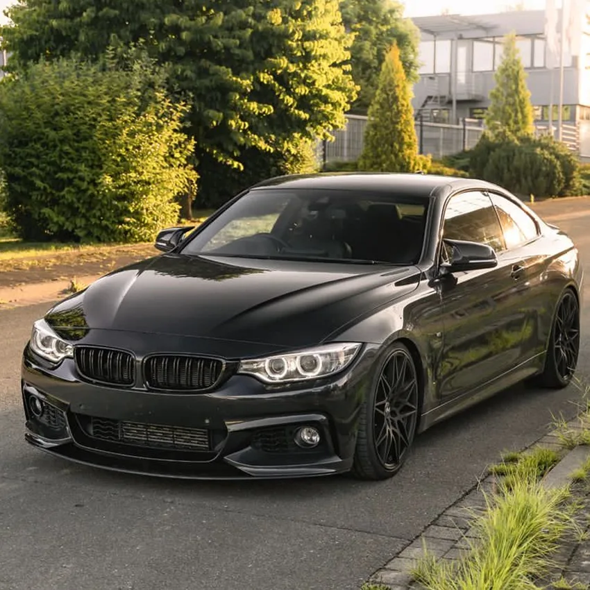 For BMW 4 Series F32 F33 F36 420i 430i 420d M440i 2014-2020 4Pcs Front Bumper Lip ABS Glossy Black Or Carbon Fiber Look Spoiler