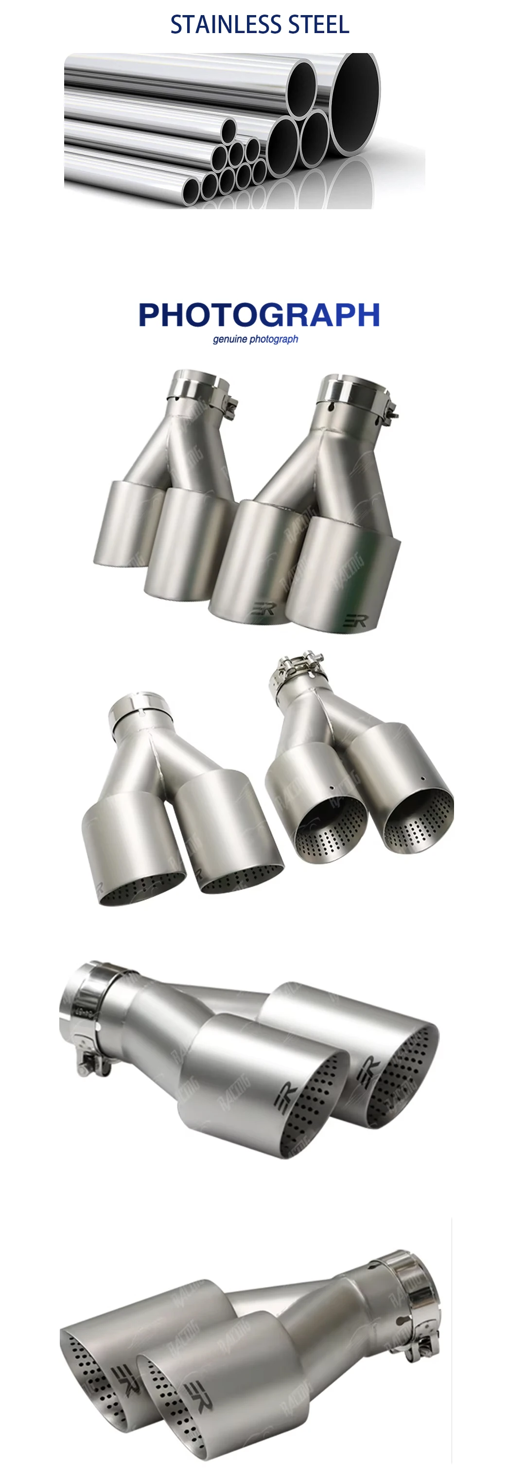 Double Outlet Exhaust Tips Frosted Stainless Steel Car Muffler System Universal Suitable 51mm 60mm 63mm for GTI MK7 Golf7 Nozzle