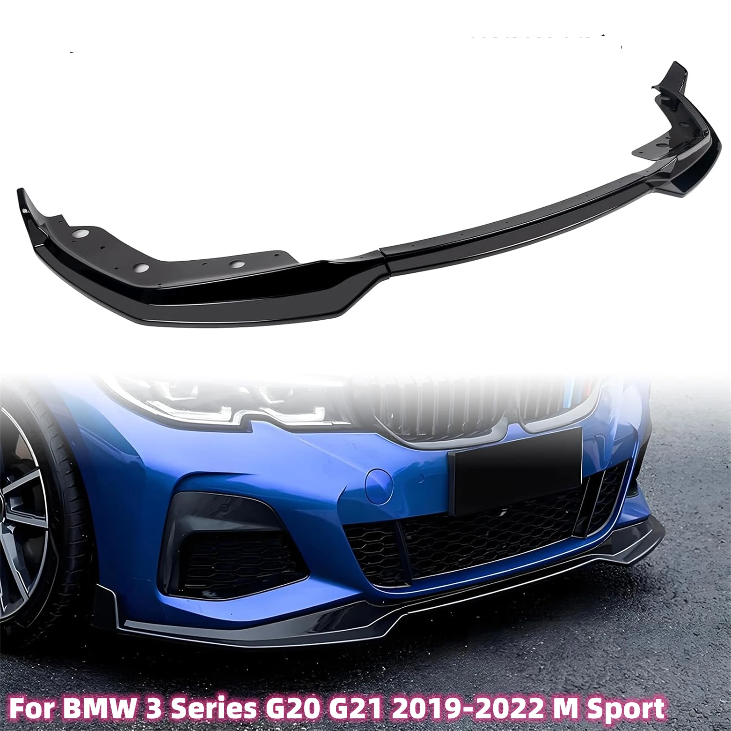 Gloss Black Car Front Bumper Splitter Lip For BMW 3 Series G20 G21 320i 330i 2019-2022 M Sport Diffuser Guard Body Kit Cover