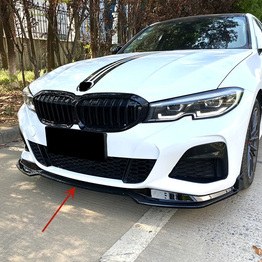 Gloss Black Car Front Bumper Splitter Lip For BMW 3 Series G20 G21 320i 330i 2019-2022 M Sport Diffuser Guard Body Kit Cover