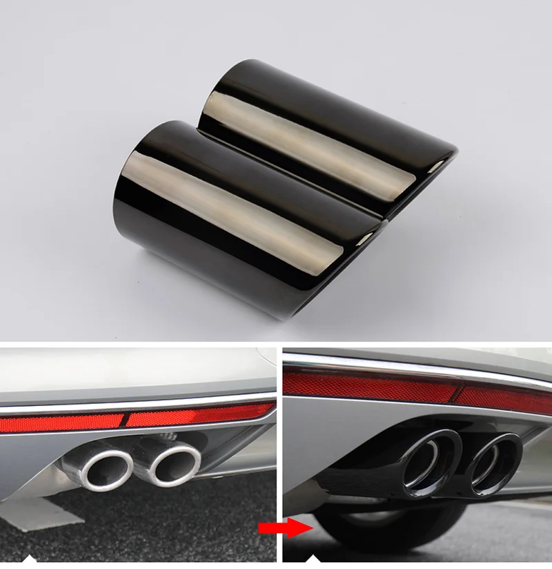 2Pcs/Set Stainless Steel Car Exhaust Muffler Tip Pipes Covers for Audi A1 A3 A4 TT 2009-2015/VW Volkswagen PASSAT