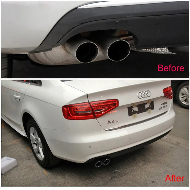 2Pcs/Set Stainless Steel Car Exhaust Muffler Tip Pipes Covers for Audi A1 A3 A4 TT 2009-2015/VW Volkswagen PASSAT
