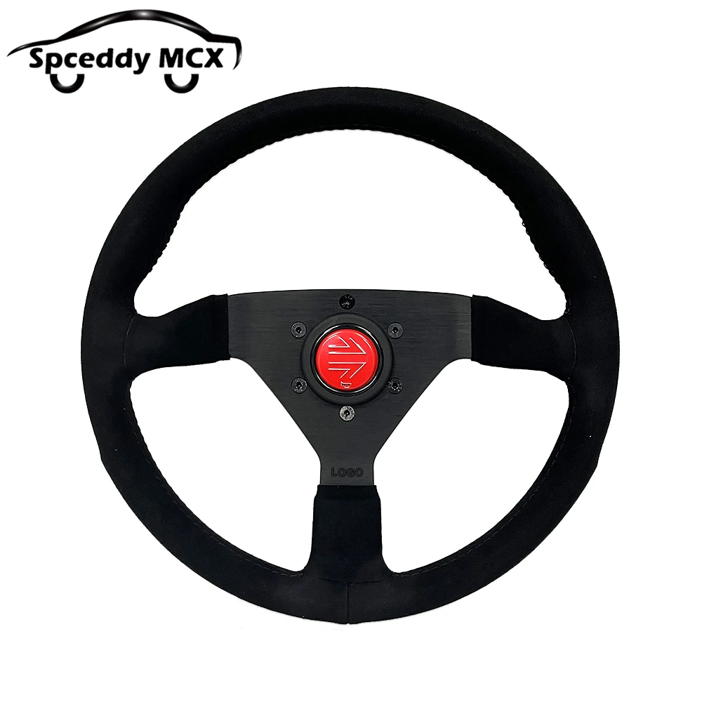 JDM V2 13inch Italy Suede Leather Universal Racing Sport Steering Wheel 320mm Flat Black Red Yellow BlueV232000