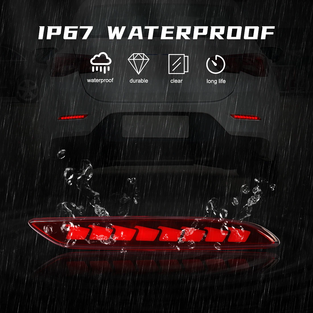 LED Rear Bumper Reflector Light For Chevrolet Cavalier 2020 2021 2022 Brake Warning Dynamic Turn Signal Lamp Car Accessories 12V