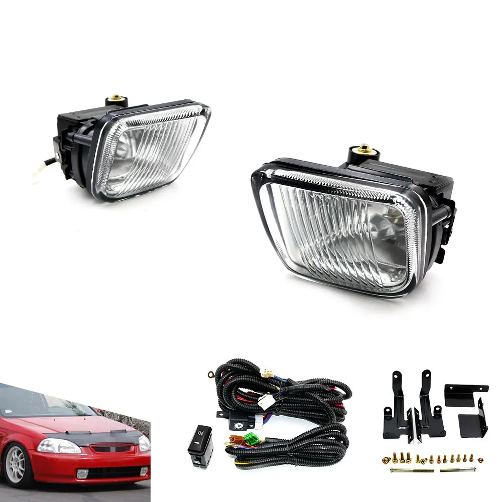 Fog light Fog lamp For HONDA CIVIC 1996-1998 2/3/4DR Yellow/Clear Fog Lights Driving Lamp with Switch BX100477