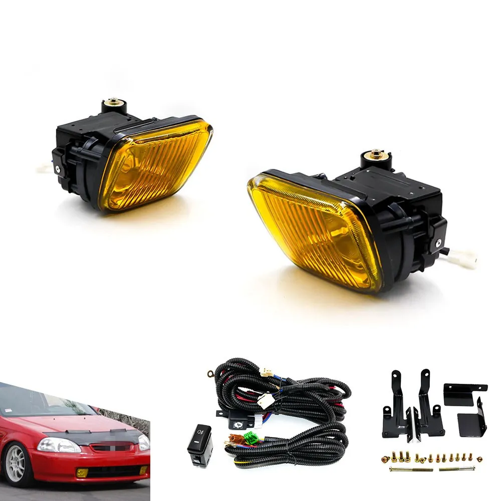 Fog light Fog lamp For HONDA CIVIC 1996-1998 2/3/4DR Yellow/Clear Fog Lights Driving Lamp with Switch BX100477