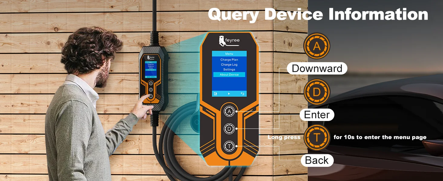 Feyree GB/T Portable EV Charger 32A 7KW 1Phase APP Bluetooth Version EVSE 11KW 16A 3Phase Cable 5m CEE Plug for Electric Vehicle