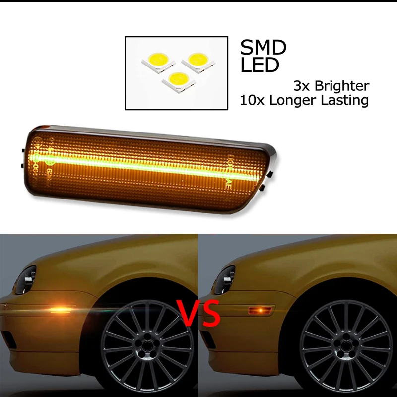 2pcs Front Bumper Amber Led Side Marker Light For 1999-2005 Volkswagen MK4 Golf GTI R32 Rabbit Jetta Blinker Signal Lamp