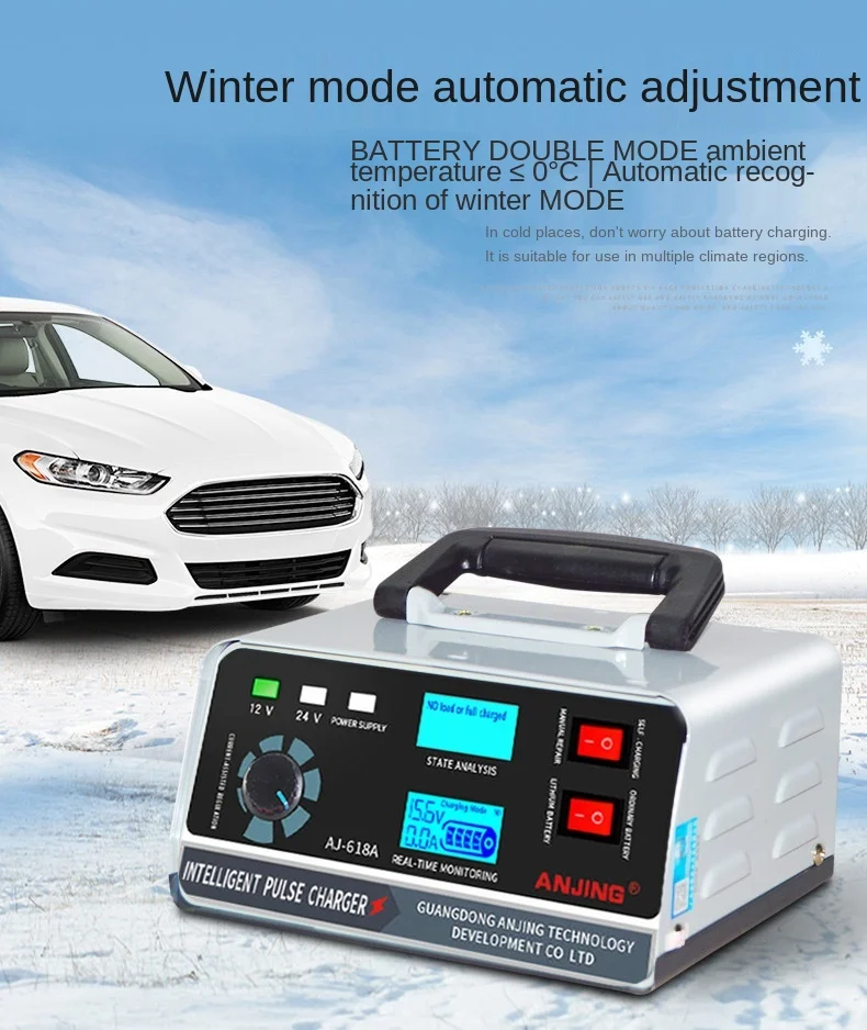 Large Power 400W Battery Charger 12V/24V Car Battery Charger Trickle Smart Pulse Repair for Car SUV Truck Boat