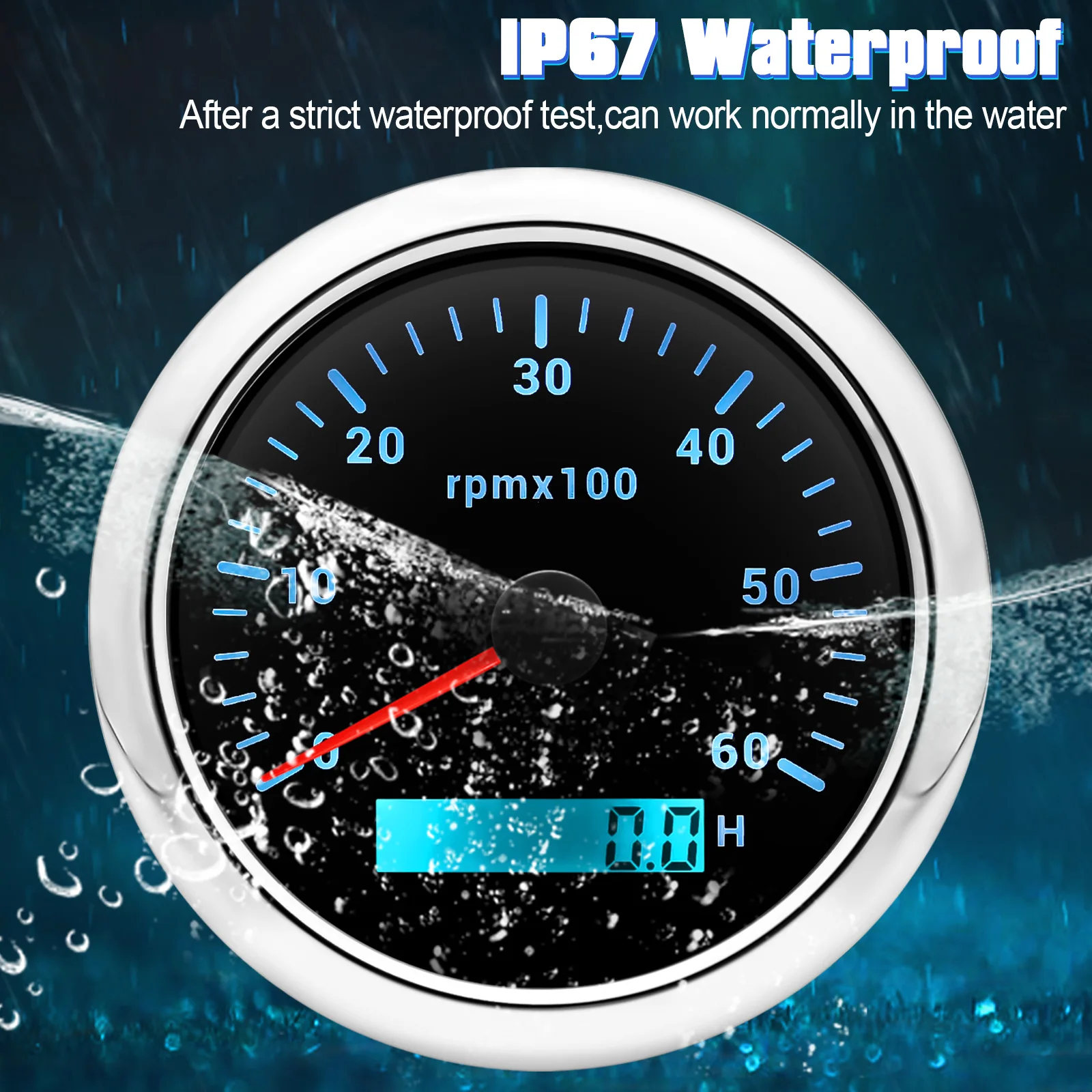 85MM Digital Tachometer 3000/4000/6000/7000/8000 RPM 7Colors Backlight Boat Tachometer with LCD for Car Marine Boat Yacht RV