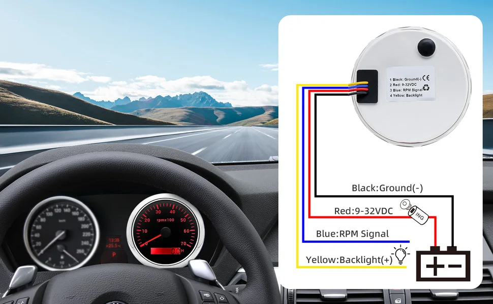 85MM Digital Tachometer 3000/4000/6000/7000/8000 RPM 7Colors Backlight Boat Tachometer with LCD for Car Marine Boat Yacht RV