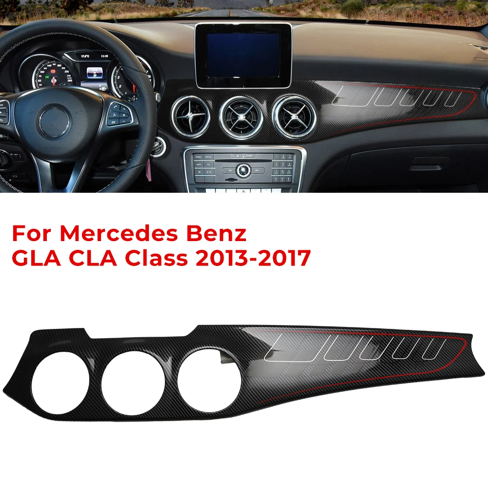 Carbon Fiber Dashboard Center Console Air Condition Panel Decoration Outlet Cover Trim For Mercedes Benz GLA CLA Class 2013-2017