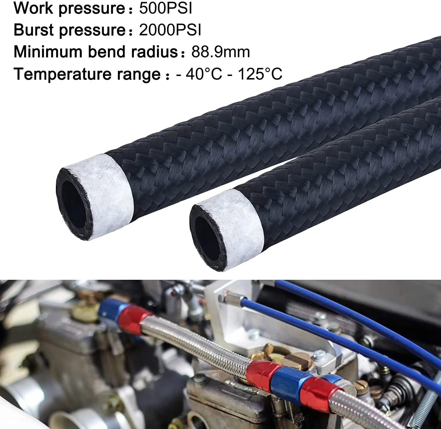 3M 5M 6M Oil Fuel Hose Oil Gas Line AN4 AN6 AN8 AN10 AN12 10FT Cooler Hose Line Nylon Stainless Steel Braided Pipe Tube in Stock