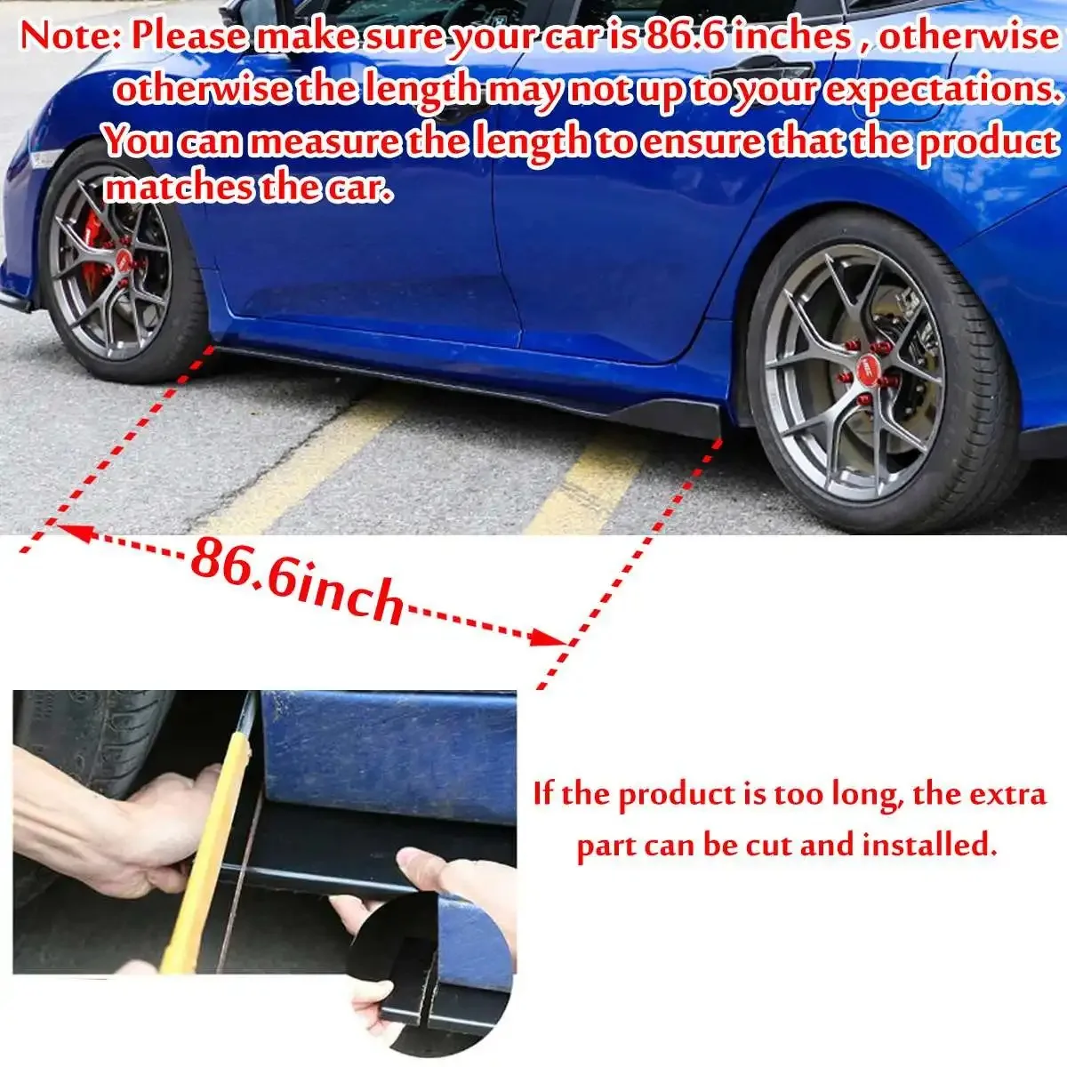Side Skirt Extensions Universal Car Side Rocker Splitters Diffuser Winglet Wings For BMW For VW Golf MK 6-7 For Honda For Audi