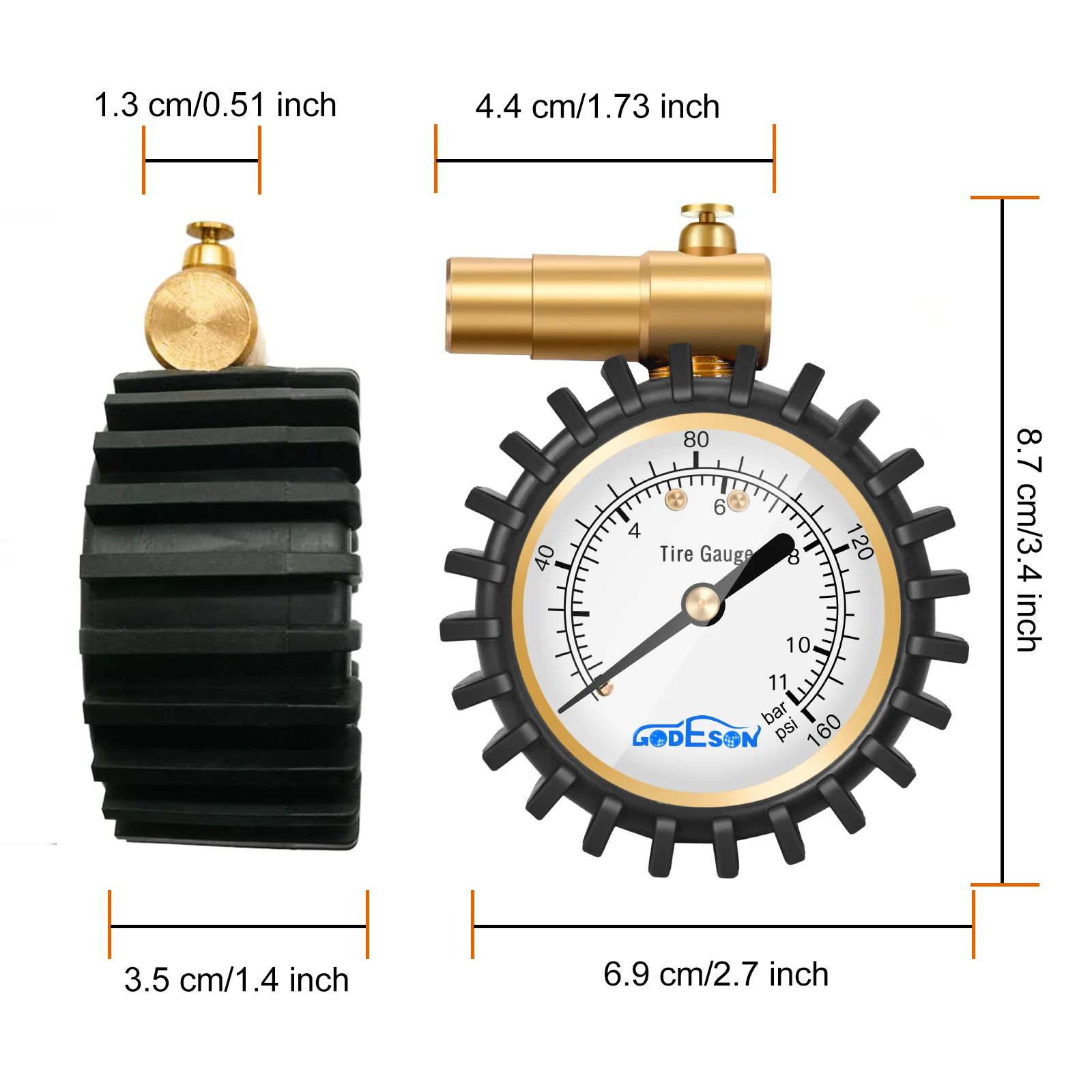 ATsafepro Presta Valve Pressure Gauge Air Pressure Relief for Road Bicycle Tires Range to 160 PSI 30 BAR Bike Pressure Gauge