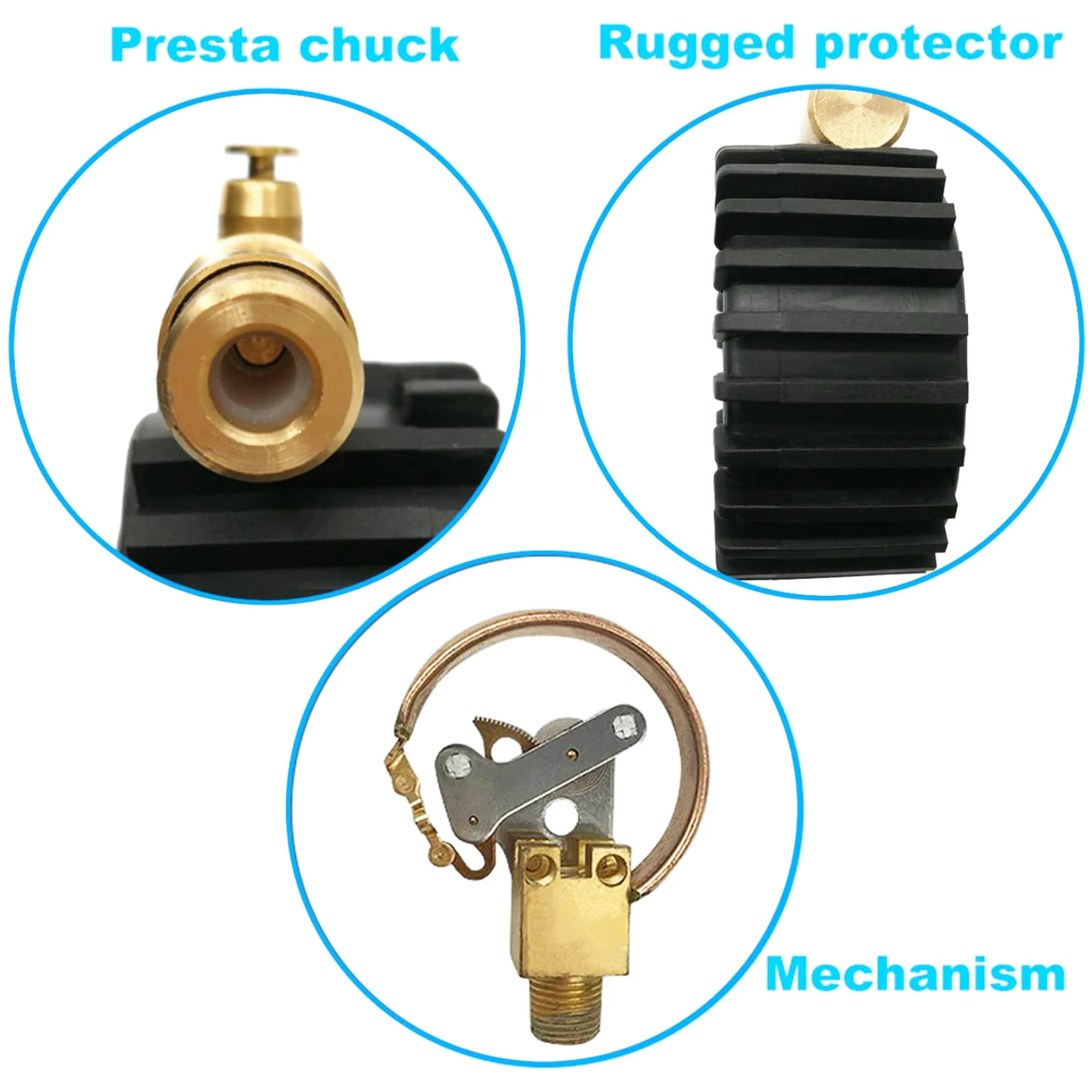 ATsafepro Presta Valve Pressure Gauge Air Pressure Relief for Road Bicycle Tires Range to 160 PSI 30 BAR Bike Pressure Gauge
