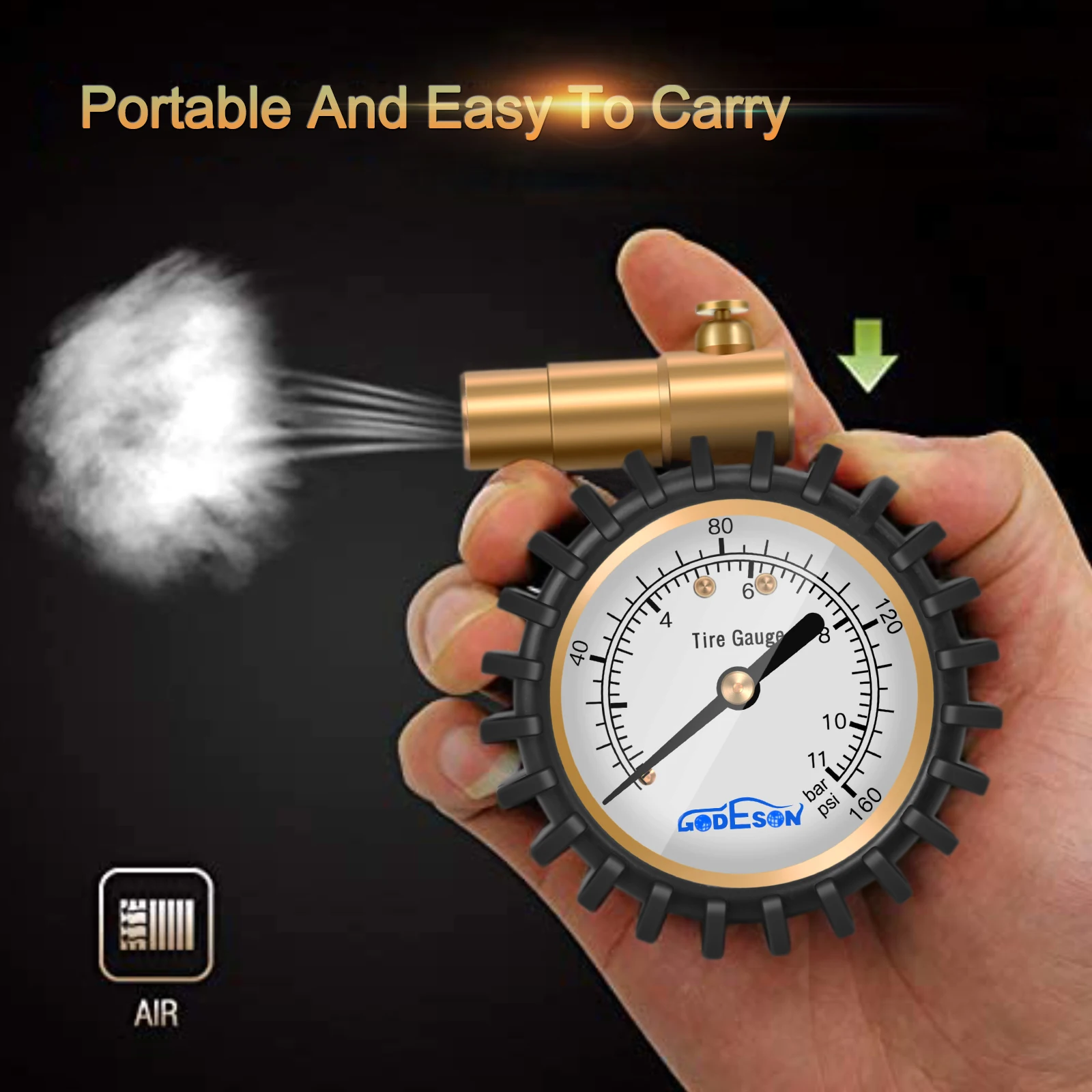 ATsafepro Presta Valve Pressure Gauge Air Pressure Relief for Road Bicycle Tires Range to 160 PSI 30 BAR Bike Pressure Gauge