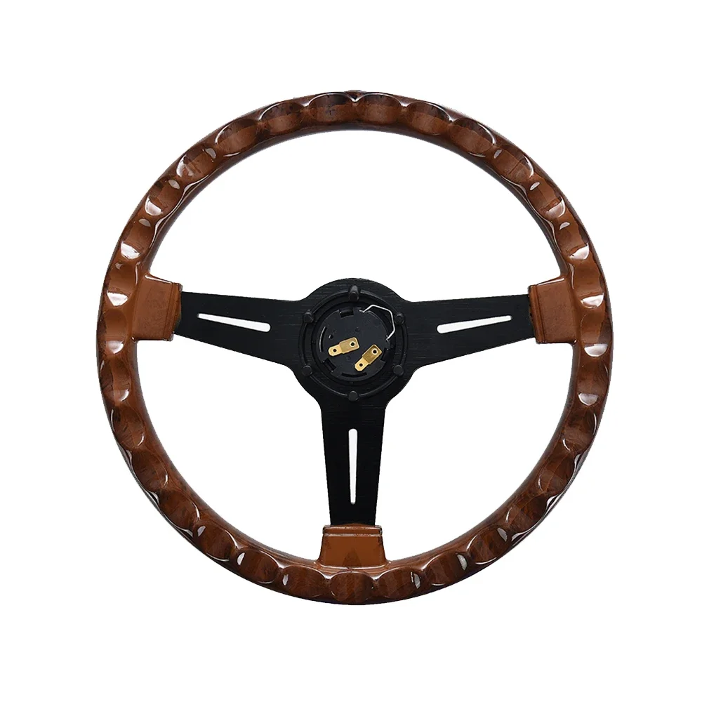 Universal 14 Inch Wood Grain Racing Steering Wheel 350mm Retro Deep Corn Drifting Sport Steering Wheels