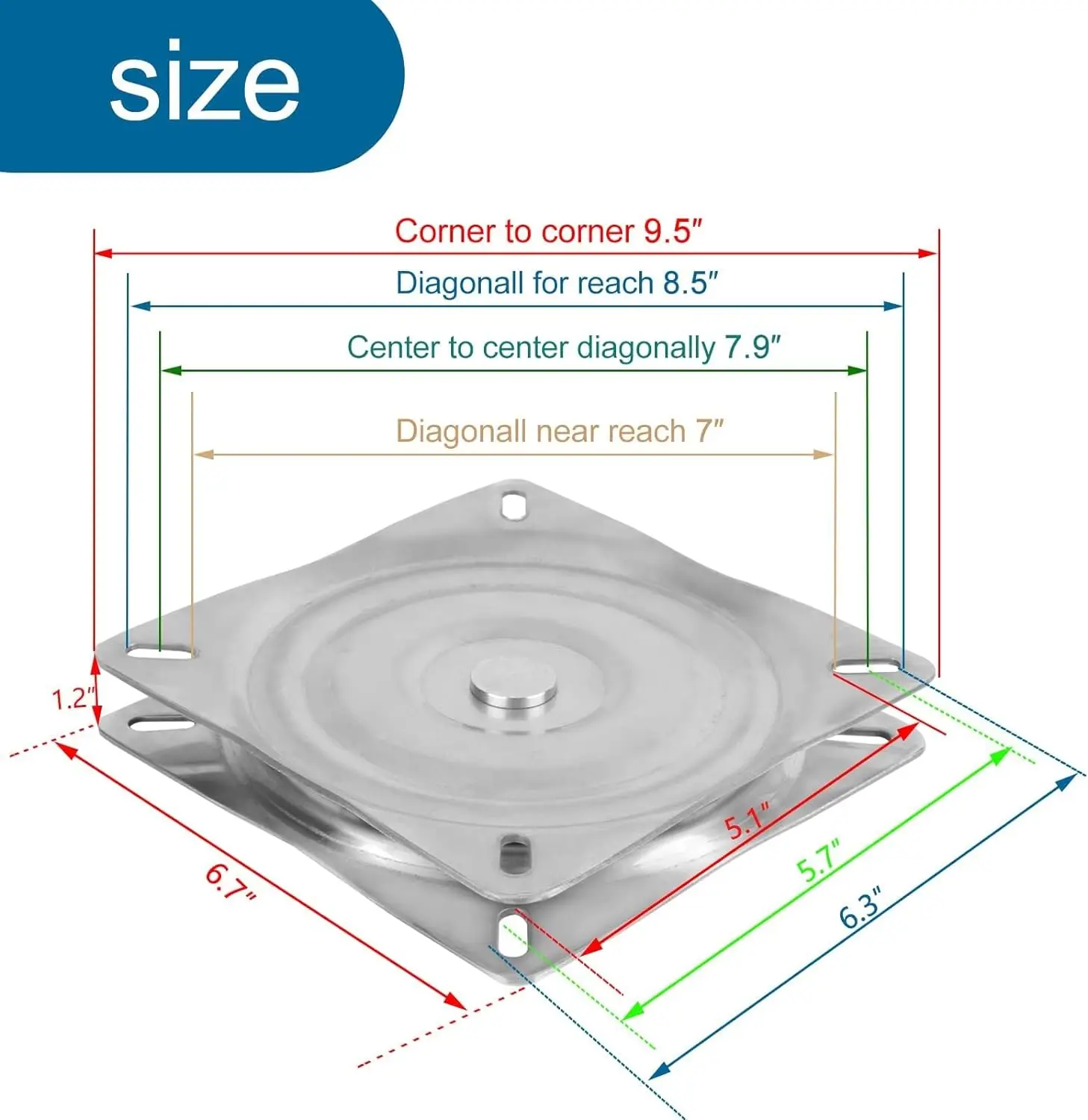 Rotating Seat Swivel Base Mount Plate for Bar Stool Chair, Heavy Duty Steel, 360 Degrees Rotating Seat, Table Applications Tools