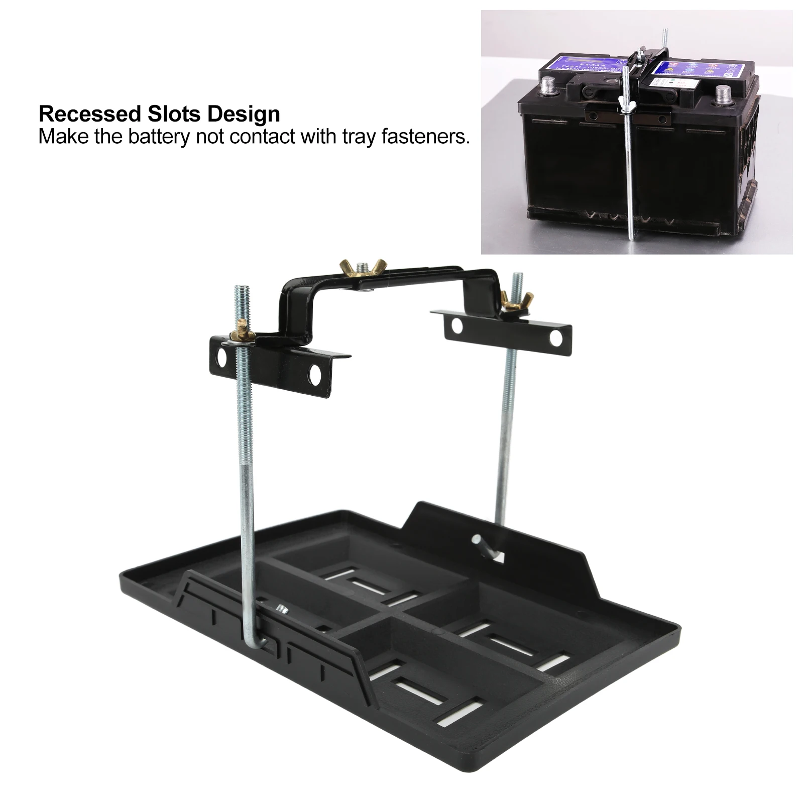 Battery Tray Bracket Kit Car Battery Hold Down Tray Bracket Set Recessed Slots Sturdy Construction for 27 30 31 Series Batteries