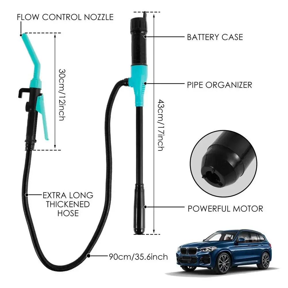 Liquid Transfer Pump Battery Powered Fuel Transfer Pump With Flow Control Nozzle 2.4 Gallons Per Min Portable Transfer Pump
