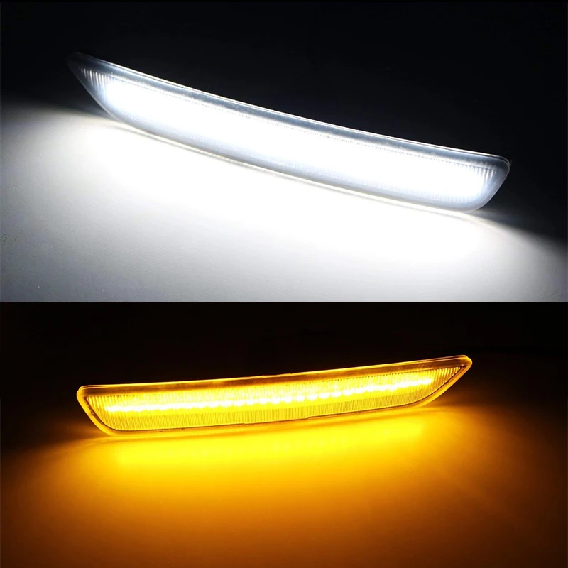 2pcs Car Front Rear Bumper Side Marker Light White For Ford Mustang Base GT Shelby GT500 Boss 302 2010 2011 2012 2013 2014