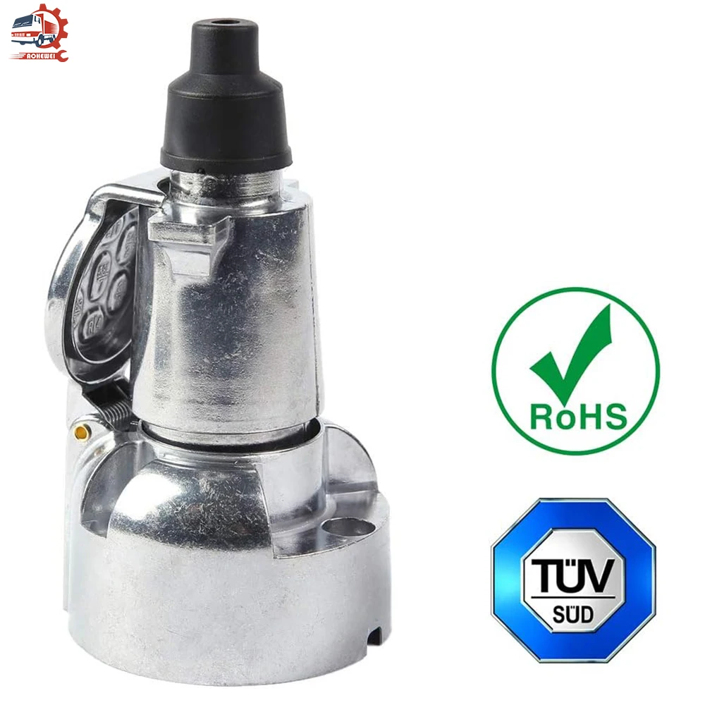 AOHEWEI 7 Pin Towbar Trailer Socket Metal Aluminium Alloy Towing 12V Round Adapter Car Lights Connectors for Boats Truck Caravan