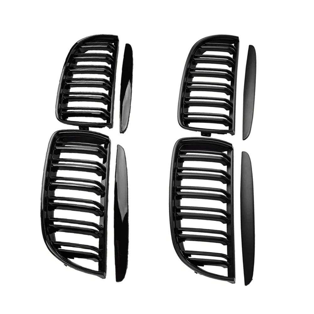 Front Bumper Kidney Grill Gloss Black Left&Right For 2005-2008 BMW 3 Series E90 320i 325i 325xi 330i 323i 328i 328xi 335i 335xi