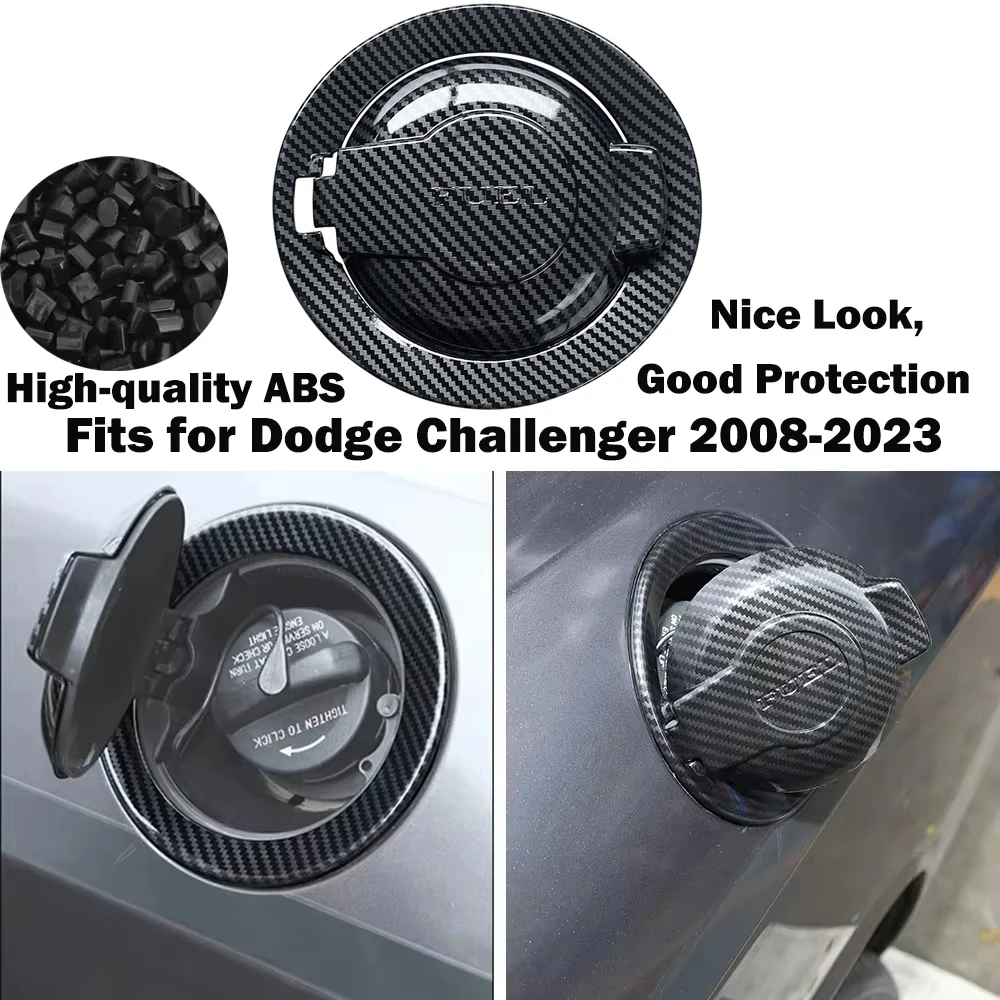 For Dodge Carbon Fiber Fuel Tank Cover Trim Gas Door Cap Protector For Dodge Challenger 2008-2023 Accessory