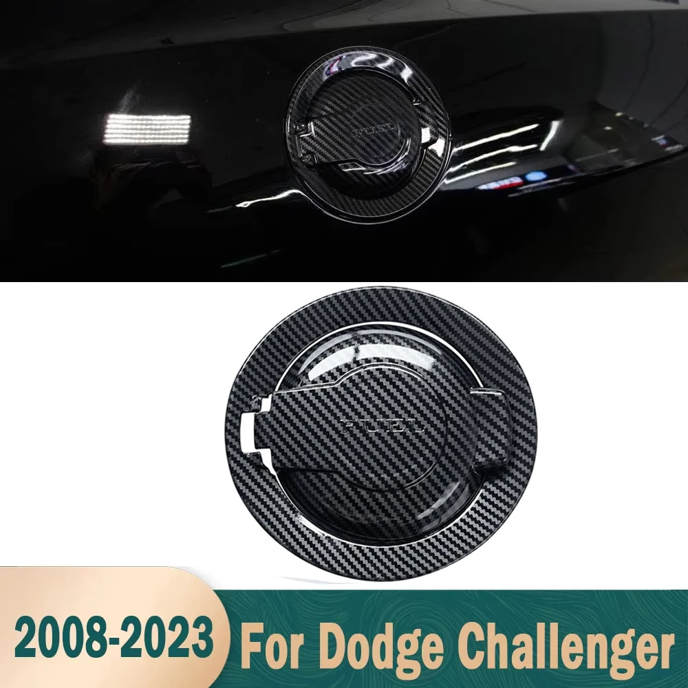 For Dodge Carbon Fiber Fuel Tank Cover Trim Gas Door Cap Protector For Dodge Challenger 2008-2023 Accessory