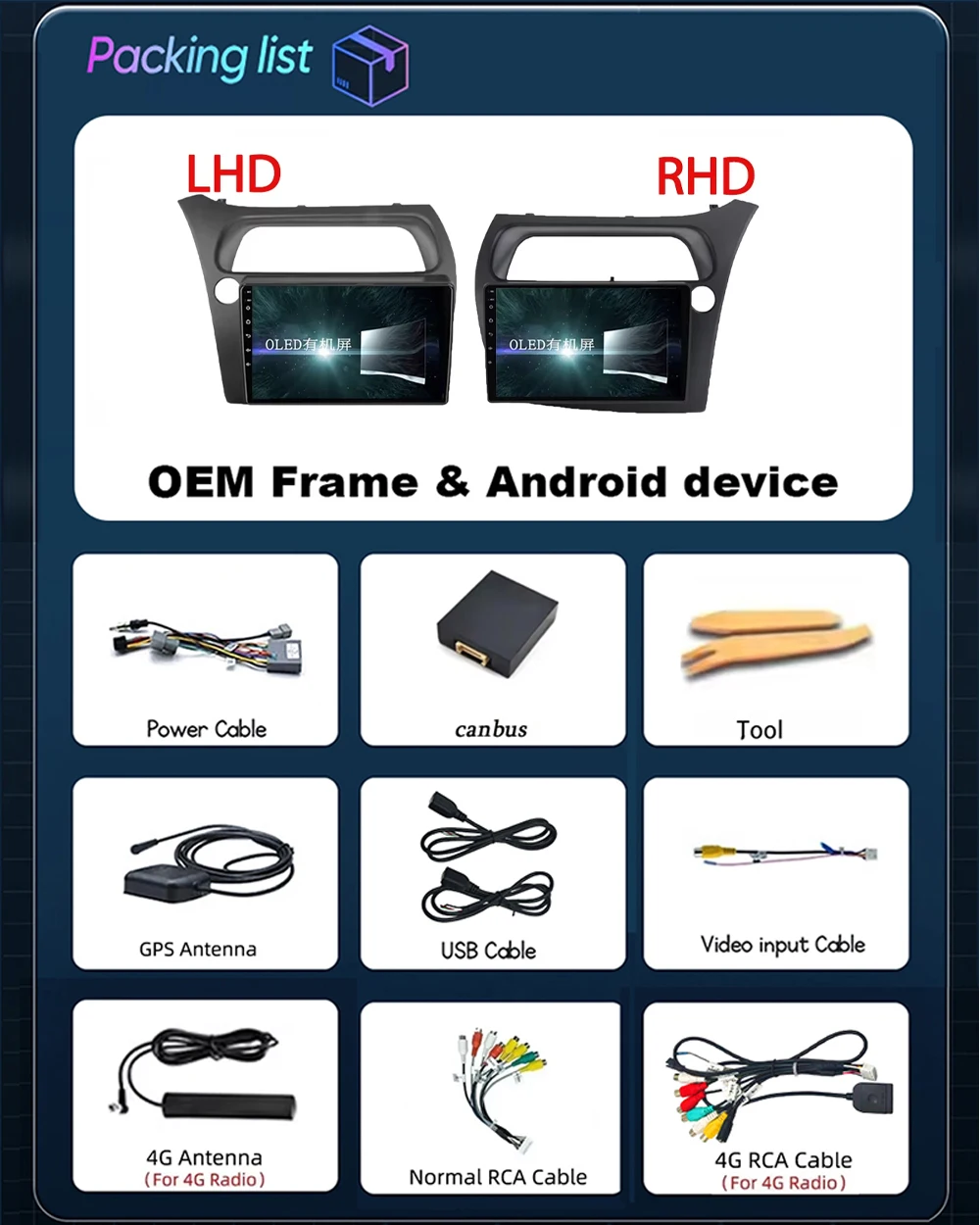 Car Radio Screen For Honda Civic Hatchback 2006-2011 Carplay Android Auto Player Multimedia 4G WIFI GPS Navigation 2Din Stereo