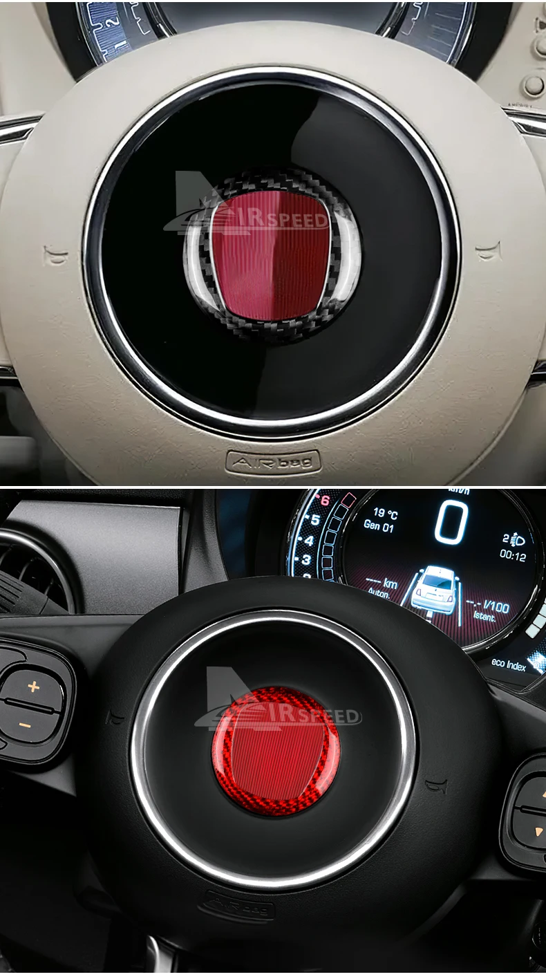 Real Hard Carbon Fiber Sticker For Fiat 500 Abarth 595 695 2008-2014 2015 2016 2017 2018 2019 2020 2021 2022 2023 Car Interior