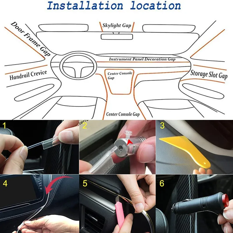 Car LED Interior Atmosphere Lights Universal RGB Ambient Light Optic Fiber APP Music Control Auto Decorative Neon Lamp