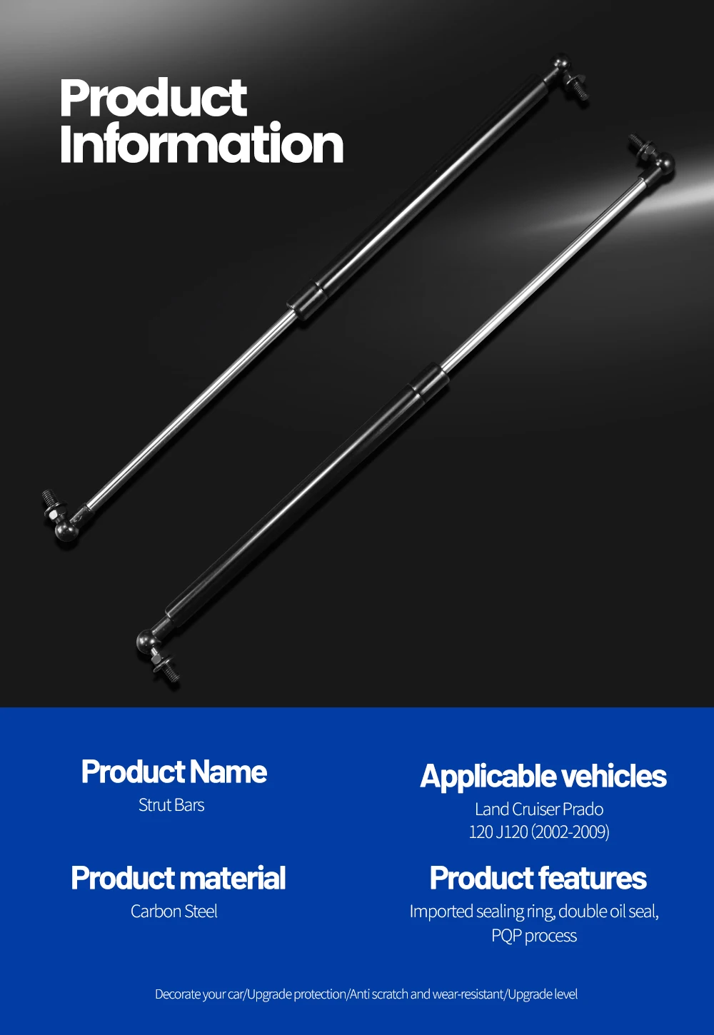For Toyota Land Cruiser Prado 120 J120 02-09 5345069055 Bonnet Hood Gas Front Shock Lift Strut Bars Support Rod Accessories 2PCS