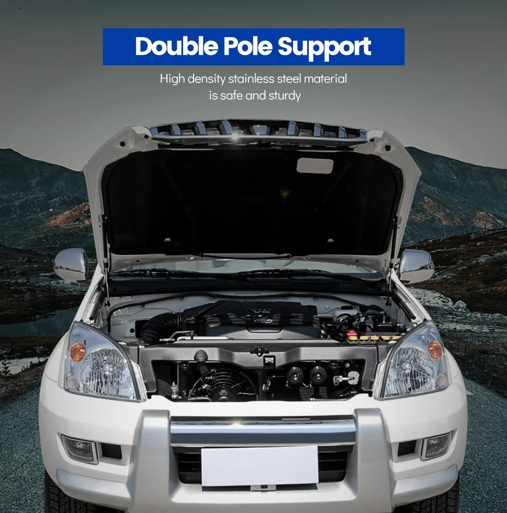 For Toyota Land Cruiser Prado 120 J120 02-09 5345069055 Bonnet Hood Gas Front Shock Lift Strut Bars Support Rod Accessories 2PCS