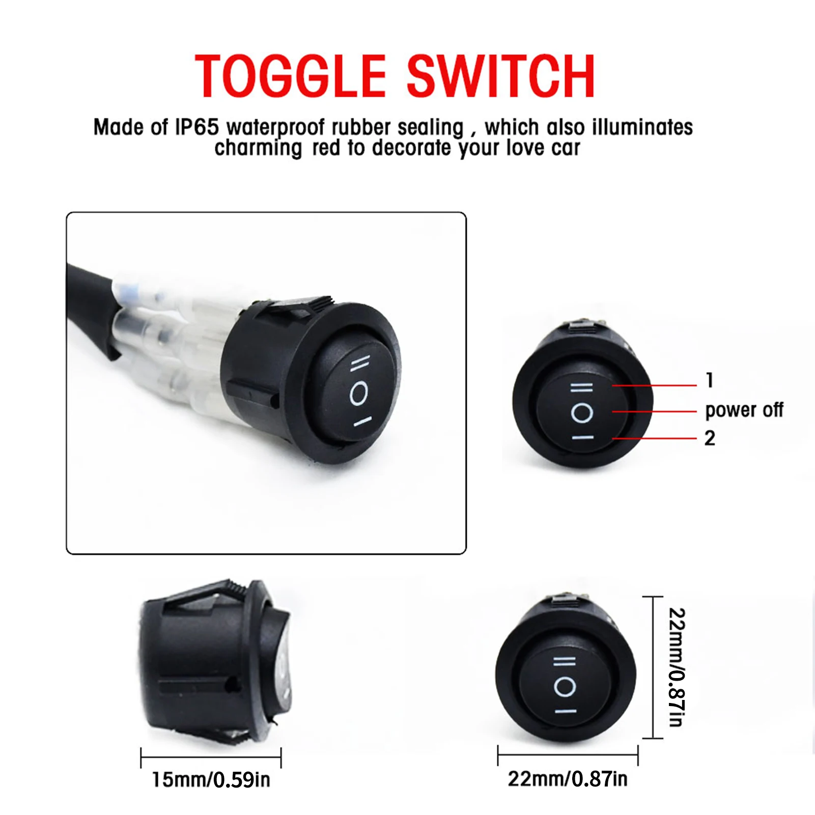 LED Light Bar Wiring Harness Kit, 480W 2 Leads 18 AWG LED Wiring Harness with 12V 40A Relay and Waterproof Control Switch