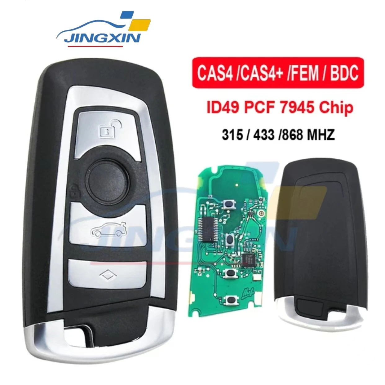 JINGXIN CAS4 868/315/433mhz Car Remote Smart Key For BMW 1 3 5 7 Series CAS4 System Auto Vehichle Alarm Keyless KR55WK49863 Key
