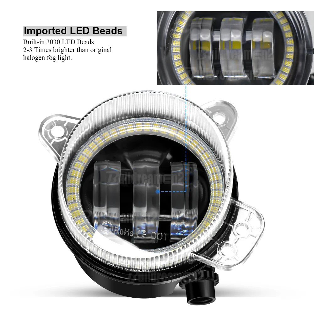 2 X Car Right + Left No Error LED Fog Light 9006 Angel Eye DRL Daytime Running Lamp For VW Volkswagen Transporter T5 2003-2009