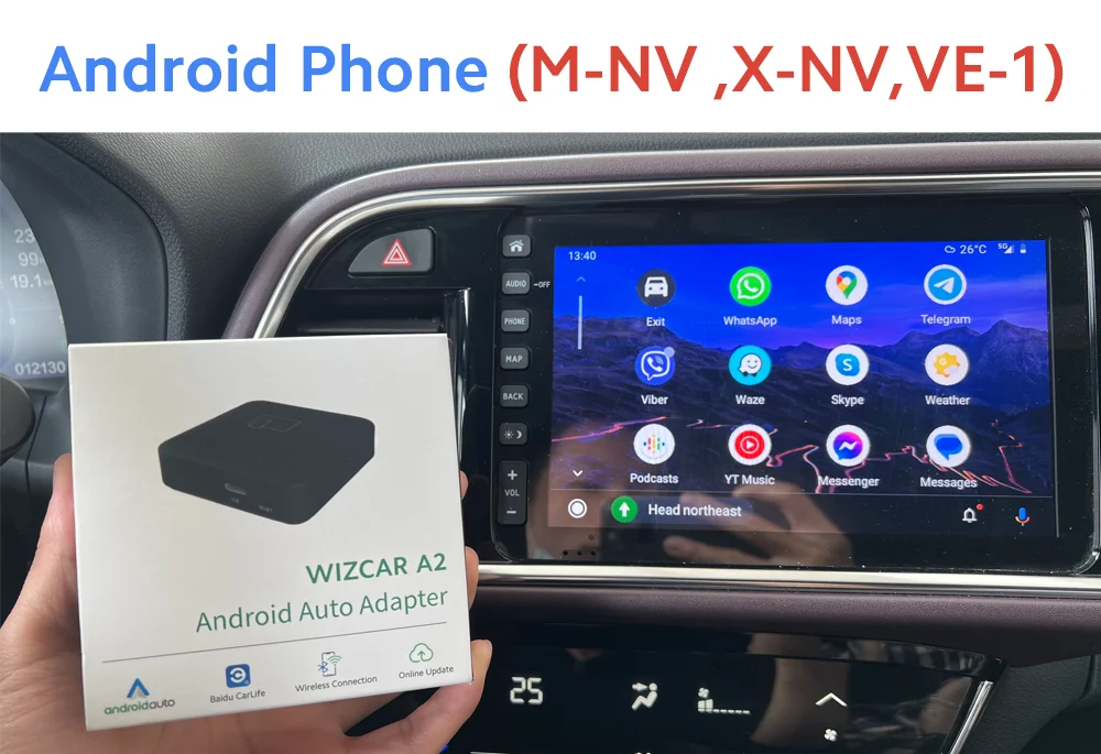 WIZCAR A3 Converter Real-time Maps Online Music Android Auto Adapter For Honda MNV XNV VE1 ENS1 ENP1 for Android Phone Use