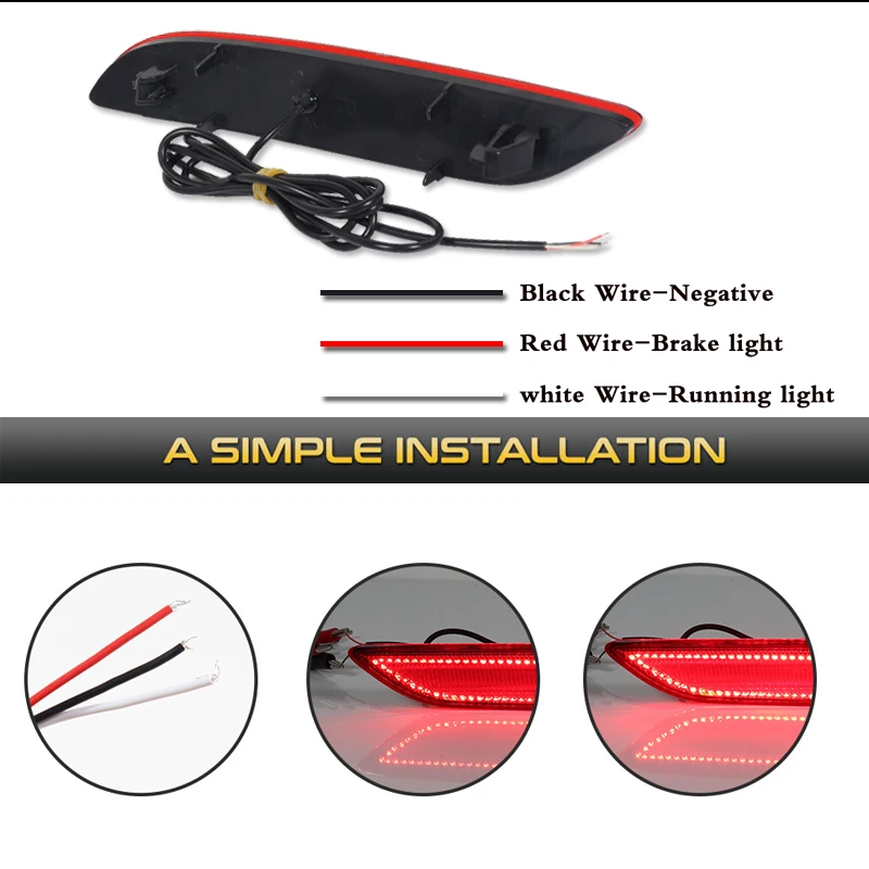 2pcs For 2017-2023 Chrysler & Pacifica Voyager Bumper Reflector Lights Function as Tail, Brake & Rear Fog Lamps Re
