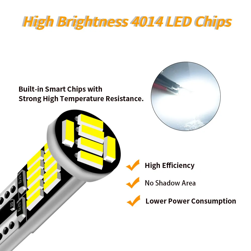 50PCS/PACK LED T10 4014 26SMD Amber/White/Blue/Red Super Bright Lighting W5W 168 192 194 501 For Car Parking/Brake/Turn Signals